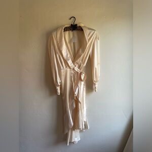 Elegant Cream Wrap Dress